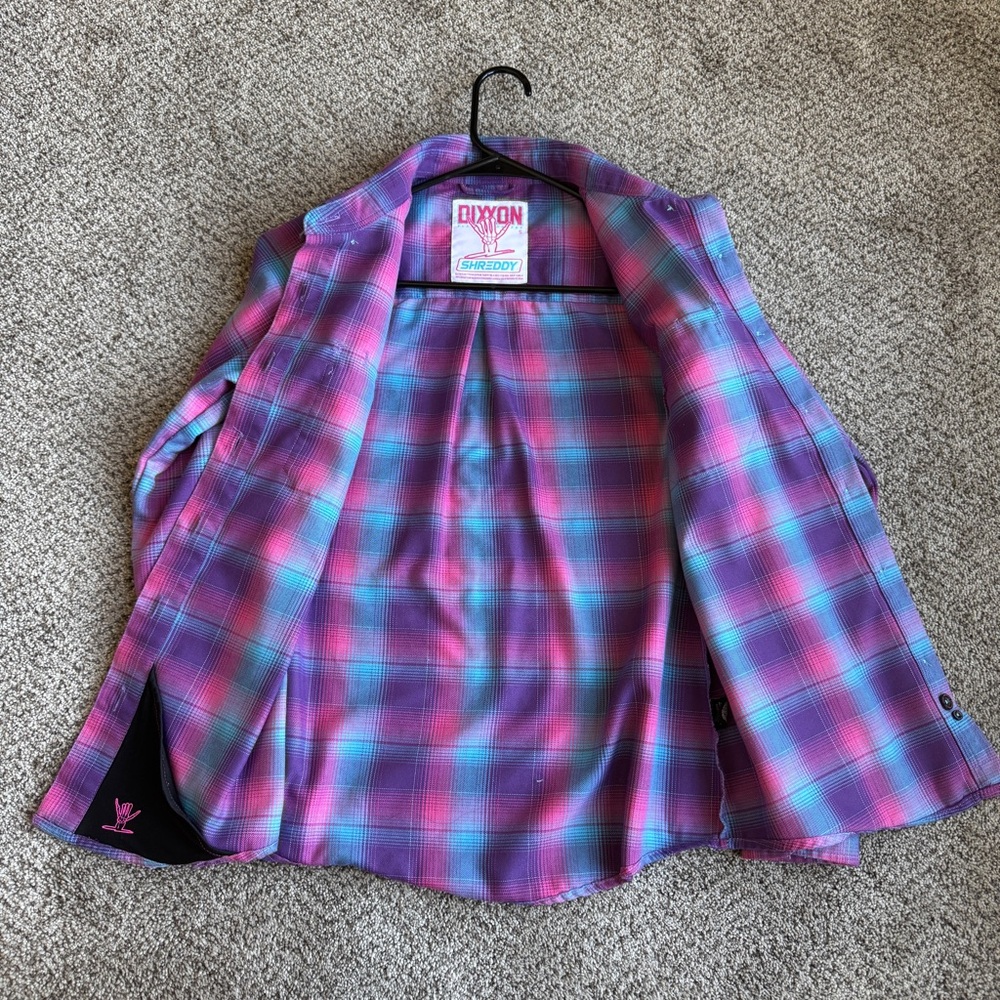 DIXXON x Shreddy Limited Edition Plaid Shirt Womens Purple and Pink - Picture 12 of 12